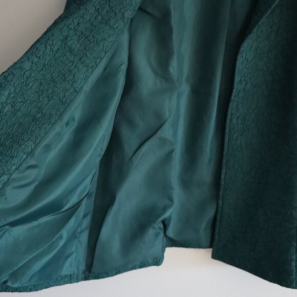Vntg‎ Traditions Women's Sz 12 Green Crinkle Open Front Collared Lined Blazer - Picture 5 of 11